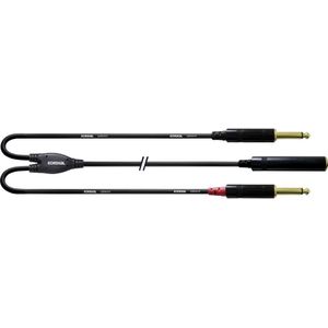 Cordial CFY 0,3 KPP Audio Y-adapter [1x Jackplug female 6,3 mm - 2x Jackplug male 6,3 mm] 30.00 cm Zwart