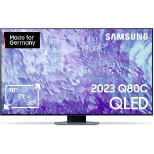 Samsung QLED 4K Q80C QLED-TV 189 cm 75 inch Energielabel G (A - G) CI+*, DVB-C, DVB-S2, DVB-T2, QLED, Smart TV, UHD, WiFi Carbon, Zilver