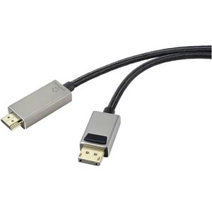 Renkforce DisplayPort / HDMI Adapterkabel DisplayPort-stekker, HDMI-A-stekker 1.00 m Zwart UHD 8K @ 60 Hz, UHD 4K @ 120 Hz RF-4995154 DisplayPort-kabel