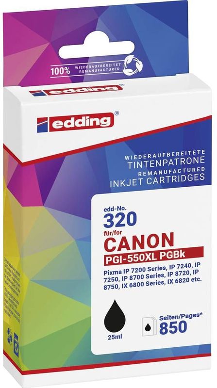 Edding Inktcartridge vervangt Canon PGI-550XL Compatibel Zwart EDD-320 18-320-01
