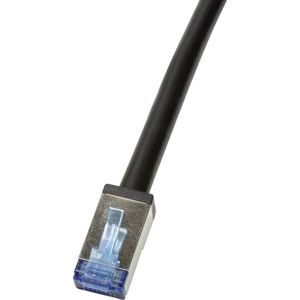 LogiLink CQ7053S RJ45 Netwerkkabel, patchkabel CAT 6A S/FTP 2.00 m Zwart Afgeschermd, UV-bestendig, Oliebestendig 1 stuk(s)