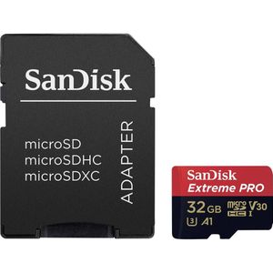 SanDisk Extreme® Pro microSDHC-kaart 32 GB Class 10, UHS-I, UHS-Class 3, v30 Video Speed Class Incl. SD-adapter, A1-vermogensstandaard
