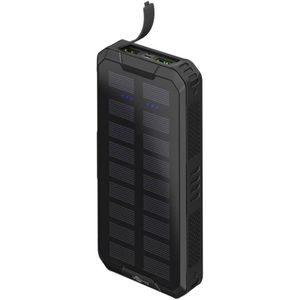 Goobay Goobay 53934 Solar Powerbank 20000 mAh, Quick Charge Power Delivery, LED-Anzeige Solar-powerbank 20000 mAh LiPo Zwart Statusweergave, Outdoor