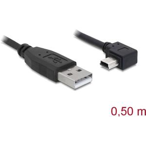 Delock USB-kabel USB 2.0 USB-A stekker, USB-mini-B stekker 0.50 m Zwart 82680