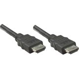 Manhattan 323192 HDMI-kabel HDMI Aansluitkabel HDMI-A-stekker, HDMI-A-stekker 1.00 m Zwart Folie afscherming, Afscherming gevlochten, Geschikt voor HDMI, High