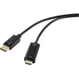 Renkforce DisplayPort / HDMI Adapterkabel DisplayPort stekker, HDMI-A stekker 2.00 m Zwart RF-5179188 PVC-mantel DisplayPort-kabel