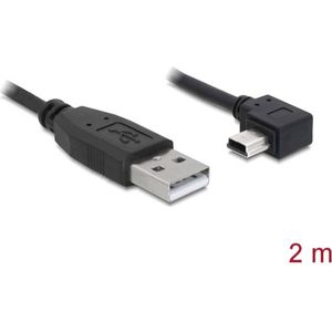 Delock USB-kabel USB 2.0 USB-A stekker, USB-mini-B stekker 2.00 m Zwart 82682