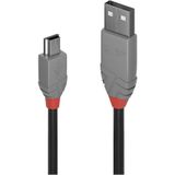 LINDY USB-kabel USB 2.0 USB-A stekker, USB-mini-B stekker 0.50 m Zwart, Grijs 36721