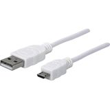 Manhattan USB-kabel USB 2.0 USB-A stekker, USB-micro-B stekker 1.00 m Wit UL gecertificeerd 323987