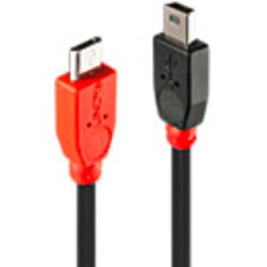 LINDY USB-kabel USB 2.0 USB-micro-B stekker, USB-mini-B stekker 2.00 m Zwart Met OTG-functie 31719