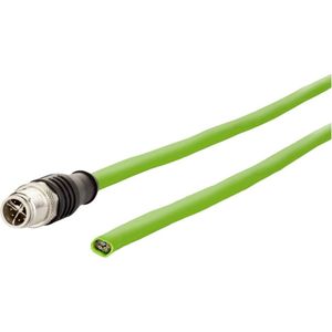 Metz Connect 142M2X10050 M12 Netwerkkabel, patchkabel CAT 6A S/FTP 5.00 m Groen PUR-mantel, Zuurbestendig, Ozonbestendig, UV-bestendig, Sleepketting geschikt,