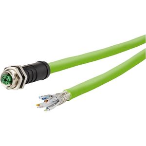 Metz Connect 142M7X20100 M12 Netwerkkabel, patchkabel CAT 6A S/FTP 10.00 m Groen PUR-mantel, Zuurbestendig, Ozonbestendig, UV-bestendig, Geschikt voor