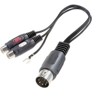 SpeaKa Professional SP-7870284 Cinch / DIN-aansluiting Audio Y-adapter [1x Diodestekker 5-polig (DIN) - 2x Cinch-koppeling] Zwart