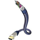 Inakustik 0042310 HDMI-kabel HDMI Aansluitkabel HDMI-A-stekker, HDMI-A-stekker 10.00 m Zilver-blauw Audio Return Channel (ARC), Vergulde steekcontacten,