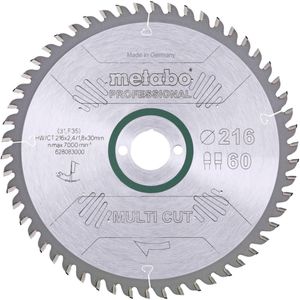 Metabo 628083000 Hardmetalen cirkelzaagblad multi cut HW/CT 216x30 60 FZ/TR5