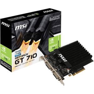 MSI Gaming Nvidia GeForce GT710 Videokaart 2 GB GDDR3-RAM PCIe x16 HDMI, DVI, VGA Low Profile, Passieve koeling