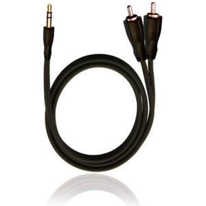 RCA D1C84012 Jackplug / Cinch Audio Aansluitkabel [2x Cinch-stekker - 1x Jackplug male 3,5 mm] 0.50 m Zwart