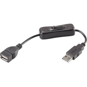 Renkforce USB 2.0 Verlengkabel [1x USB-A 2.0 stekker - 1x USB 2.0 bus A] Incl. aan/uitschakelaar, Vergulde steekcontacten