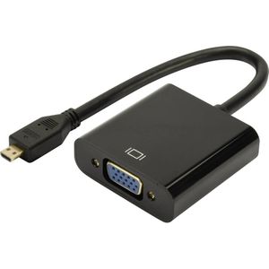 Digitus DA-70460 HDMI / VGA Adapter [1x HDMI-stekker D micro - 1x VGA-bus, Jackplug female 3,5 mm] Zwart 10.00 cm