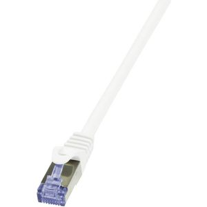 LogiLink CQ4021S RJ45 Netwerkkabel, patchkabel S/FTP 0.50 m Wit Vergulde steekcontacten, Vlambestendig, Snagless 1 stuk(s)