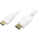 LogiLink CV0055 DisplayPort-kabel DisplayPort / HDMI Adapterkabel DisplayPort-stekker, HDMI-A-stekker 2.00 m Wit Vergulde steekcontacten