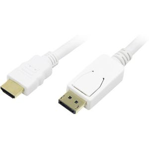 LogiLink CV0055 DisplayPort-kabel DisplayPort / HDMI Adapterkabel DisplayPort-stekker, HDMI-A-stekker 2.00 m Wit Vergulde steekcontacten