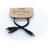 Cordial 14891 Jackplug / Cinch Audio Y-adapter [1x Cinch-stekker - 2x Cinch-koppeling] 0.30 m Zwart PVC-mantel, Tweelingkabel
