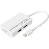 Digitus DB-340509-002-W DisplayPort-kabel DVI / HDMI / DisplayPort Adapter DisplayPort-bus, HDMI-A-bus, DVI-D 24+1-polige bus 0.20 m Wit Afgeschermd (dubbel),