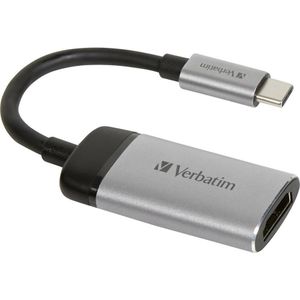 Verbatim 49143 USB-C Adapter [1x USB-C stekker - 1x HDMI-bus] Zilver (mat) 0.10 m