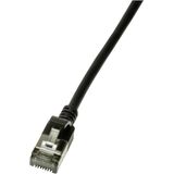 LogiLink CQ9043S RJ45 Netwerkkabel, patchkabel CAT 6A U/FTP 1.50 m Zwart Extreem dun, Vlambestendig, Flexibel, Folie afscherming, Halogeenvrij, Snagless,