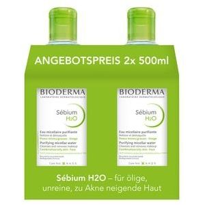 Bioderma Sébium H2O duopack micellair reinigingswater voor de vette en onzuivere huid Make-up Remover, 1000 ml