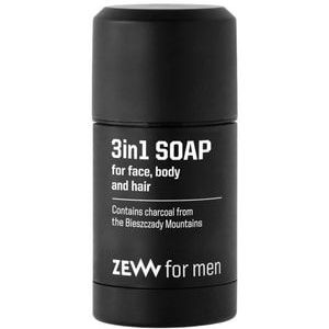 ZEW for Men 3in1 Soap natural soap for face, body and hair with charcoal Zeepblok, 85 g