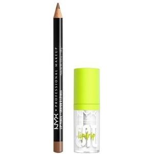 NYX Professional Makeup Slim Lip Pencil + Fat Oil Lip Drip Lip Kits, Nr. 855/01 - Nude Truffle/My Main, 1 st