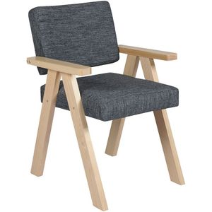 2x eetkamerstoel / woonkamerstoel Yves - antraciet / donkergrijs met hout - set van 2 stuks