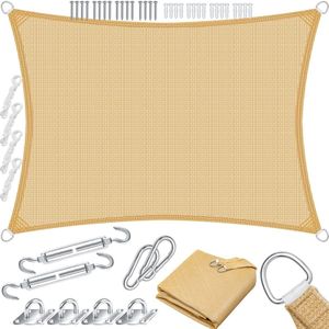 Schaduwdoek - zonnezeil - zonwering - 4x2 meter - rechthoekig - zandkleurig - voor tuin balkon en terras