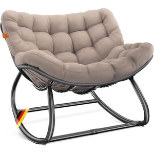 Ergonomische schommelstoel - relaxstoel - tuinstoel - met kussen - beige - voor binnen en buiten (kopie)