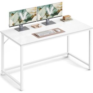 Computerbureau - kantoorbureau, 120 x 60 x 76 cm - metalen frame - wit frame en wit blad - LWD039W01