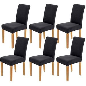 Stoelhoezen - Zwart - Stretch - Set van 6 Stuks - Universeel