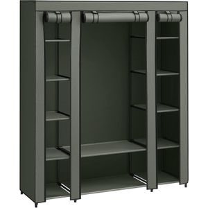 Kledingkast - metaal met stof - voor slaapkamer - 45 x 150 x 175 cm - 12 vakken - saliegroen - lsf003c02