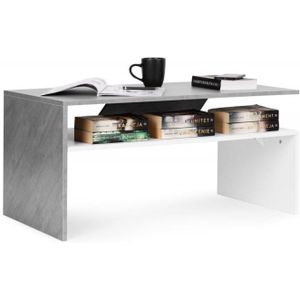 Salontafel / tafel - grijs met wit- met 2 niveau's - 90 cm