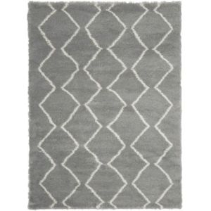 Vloerkleed - Grijs - 200x300 cm - Hoogpolig - Berber Stijl - Zigzag