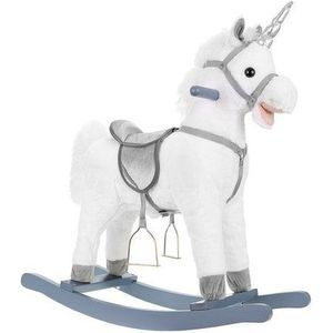 Hobbelpaard - Unicorn XL - wit - met zitting handvatten en voetsteun - realistisch