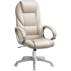 Bureaustoel - directiestoel / directeurstoel - cremewit - met wielen - ergonomisch - obg022w01
