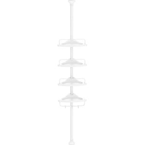 Telescopisch - uitschuifbaar doucherek hoek - verstelbaar - met vier planken - 85-305 cm - wit