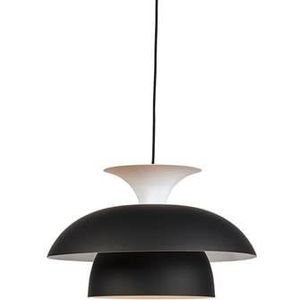 QAZQA Moderne ronde hanglamp zwart met wit 3-laags - Titus