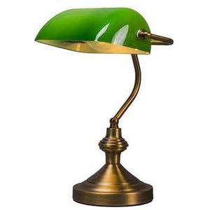 QAZQA Banker - Klassieke Notarislamp - Bankierslamp - 1 Lichts - H 350 Mm - Groen - Woonkamer