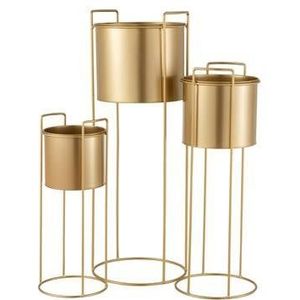 J-Line bloempot Op Voet - metaal - goud - Ø 28.00 cm - 3 stuks