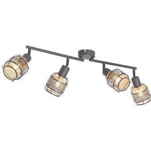 QAZQA Design plafondlamp zwart met goud 4-lichts langwerpig - Noud