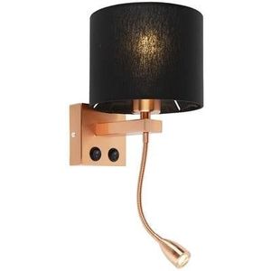 QAZQA Art deco wandlamp koper met zwarte kap - Brescia