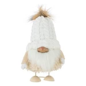 J-Line Kerstfiguren kerstman Pompom - polyresin - wit| beige - 34 cm